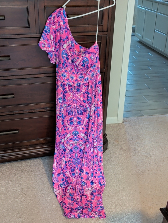 Lilly Pulitzer Dresses & Skirts - Lilly Pulitzer Solana One Shoulder in Havana Pink Turtle Tidepool